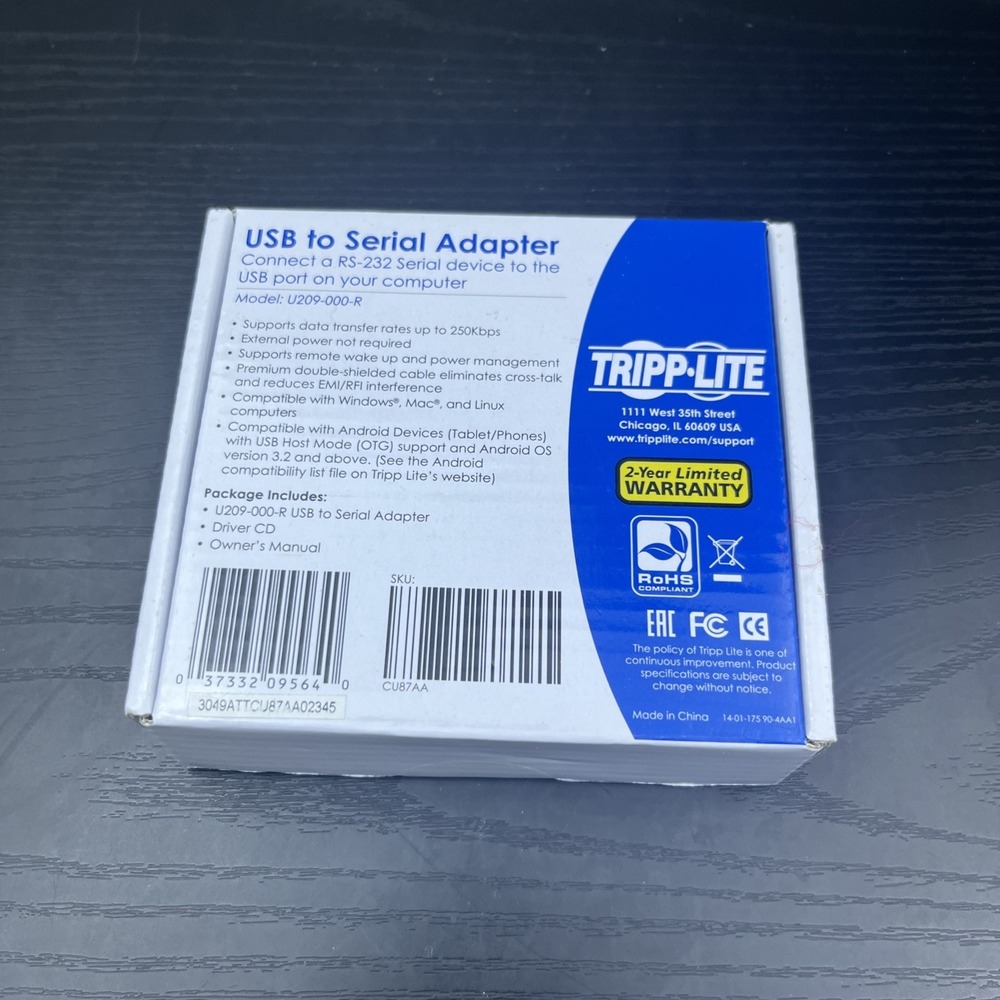 Tripp Lite U209-000-RT USB to Serial Adapter USB-A to DB9 RS232 Cable Tested